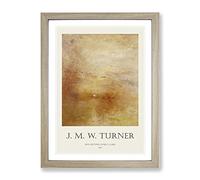 Sun Setting Over A Lake By Joseph Mallord William Turner Exhibition Museum Painting Framed Wall Art Print, Ready to Hang Picture for Living Room Bedroom Home Office Décor, Oak A3 (34 x 46 cm)