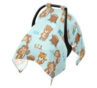 Sun Shade for Baby Strollers Black Out Carseat Sun Shade,Wind and Protection Light Blue Background Monkey