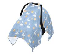 Sun Shade for Baby Strollers Breathable Stroller Blackout Cover,Travel Accessories Swan Sunflower Pastel Blue