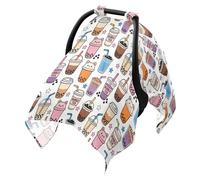 Sun Shade for Baby Strollers Fit Carseat Sun Shade, Travel Accessories Cartoon Bubble Tea