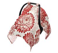 Sun Shade for Baby Strollers UV Protection Bug Net Cover,Travel Accessories Elegant Red & White Chrysanthemum