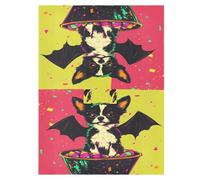 Sun Shade for Baby Strollers UV Protection Stroller Bug Net,Protects from Dust and Snow Halloween Cute Dog with Bat Wings Memphis Color