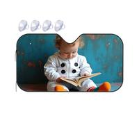 Sun Shade For Car A Child In A White Jumpsuit With Large Buttons Is Sitting On The Floor Car Windshield Sunshade Triangle Sun Shade Car Sun Shade Windshield(76x140cm)