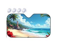 Sun Shade For Car Beach Paradise With Lighthouse And Palm Trees Car Windshield Sunshade Sun Shade For Car Window Window Sun Shade For Car(70x130cm)