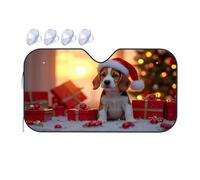 Sun Shade For Car Christmas Pup With Presents And Tree Car Windshield Sunshade Sun Shade For Car Window Window Sun Shade For Car(70x130cm)