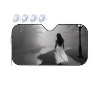 Sun Shade For Car Misty Pathway: A Solitary Figure In The Fog Car Windshield Sunshade Sun Shade For Car Window Window Sun Shade For Car(70x130cm)