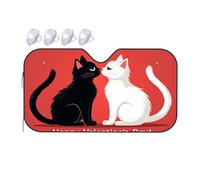 Sun Shade For Car Two Cats Kissing With A Heart Above Them Car Windshield Sunshade Triangle Sun Shade Car Window Shade(76x140cm)