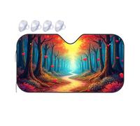 Sun Shade For Car Window A Path Through A Forest With Red Hearts Floating In The Air Car Windshield Sunshade Blackout Shade Sun Shade For Car Window(70x130cm)