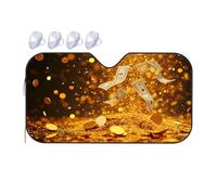 Sun Shade For Car Window Gold Coins And Dollar Bills Falling From Above Car Windshield Sunshade Car Window Shade Car Window Shades For Side Window(70x130cm)