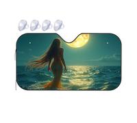Sun Shade For Car Window Mermaid Under The Full Moon Car Windshield Sunshade Blackout Shade Sun Shade For Car Window(76x140cm)