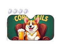 Sun Shade For Car Windshield Corgi Tails: A Cozy Pup Enjoying A Cold Brew Car Windshield Sunshade Windshield Sun Shade Umbrella Windshield Sun Shade(76x140cm)