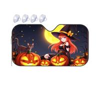 Sun Shade For Car Windshield Halloween Witch With Pumpkins Under The Moon Car Windshield Sunshade Car Window Shade Sunshade For Car(76x140cm)