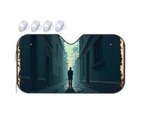 Sun Shade For Car Windshield Silhouette Of Man Walking Down A Dimly Lit Street Car Windshield Sunshade Sun Shade For Car Window Sun Visor(70x130cm)
