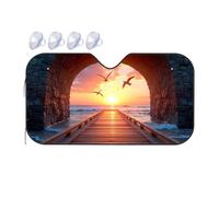 Sun Shade For Car Windshield Sunset Over The Sea Wooden Pier Birds Flying Car Windshield Sunshade Car Window Shades For Side Window Sunshade(70x130cm)