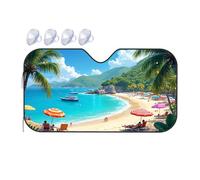 Sun Shade For Car Windshield Tropical Beach With Palm Trees, Colorful Umbrellas, And Clear Blue Water Car Windshield Sunshade Car Window Shades For Side Window Sunshade(76x140cm)