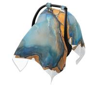 Sun Shade for Stroller Windproof Stroller Blackout Cover,Travel Accessories Marble Blue Orange