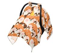 Sun Shade for Stroller Windproof Stroller Rain Cover, Protects from Dust and Snow Cute Cartoon Fox Orange