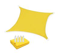 Sun Shade Sail 2 X 2 Meter Square Waterproof Awning Canopy, 98% UV Block PES Shade Cloth for Garden Patio Gazebo Balcony Pergola with Free Ropes, Yellow