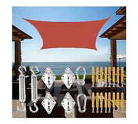Sun Shade Sail Awning Canopy PES Polyester Waterproof UV Block Sun Shelters with Fixing Kit Weather Resistant Durable for Outdoor Patio Garden Yard Backyard, Rust Red