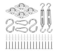 Sun Shade Sail Hardware Kit Heavy Duty Stainless Steel Rust Proof Adjustable Turnbuckle for Outdoor Patio Garden Shade Sail Installation 42pcs Set