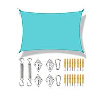 Sun Shade Sail Lake Blue Rectangle Shade Netting UV Block Waterproof Canopy Sunscreen Fabric with Fixing Kit for Garden Yard Patios Party Pergola, 2x3m 4x5m 5x6m