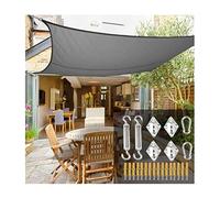 Sun Shade Sail Rectangle Sunshade Cloth Waterproof Anti-UV Sunscreen Awning Canopy 98% UV Block with 4 Ropes and Fixing Kit for Outdoor Garden Patio Party Backyard, Grey