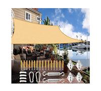 Sun Shade Sail Rectangle Water Resistant PES Sunscreen Awning Canopy with Fixing Kit 98% UV Block for Outdoor Garden Patio Yard Party 2x3m 3x4m 4x8m 5x6m, Sand Color