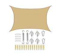 Sun Shade Sail Sand Square Rectangle Shade Sails Canopy 98% UV Protection Waterproof with Fixing Kit for Yard Patio Lawn Garden Outdoor Carport Swimming Pool Pergola