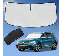 Sun Shade Sunshade for Volkswagen Tiguan 2018-2023 2024 2025 Windshield Cover, 4-Layer Front Window Shade Custom fit Tiguan Sun Visor 240T Retractable Shade Blocks UV Rays Cooler Car Accessories