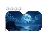 Sun Shield For Car Windshield A Full Moon Shines Brightly Over The Ocean Car Windshield Sunshade Umbrella Windshield Sun Shade Sun Cover For Car Wi(70x130cm)