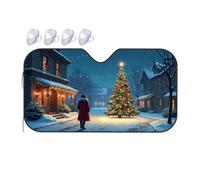 Sun Shield For Car Windshield A Person In A Red Coat Walks Towards A Beautifully Decorated Car Windshield Sunshade Sunshade Triangle Sun Shade(70x130cm)