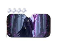 Sun Shield For Car Windshield Dark Wizard With Staff In Enchanted Forest Car Windshield Sunshade Sun Shade For Car Window Portable Sun Shade(76x140cm)