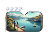 Sun Shield For Car Windshield Romantic Walk By The Serene Coastal Pathway Car Windshield Sunshade Sun Shade For Car Window Portable Sun Shade(76x140cm)