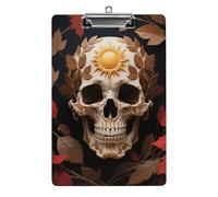 Sun Skull Decorated Clipboard 8.5×12.5 Inch Acrylic Clip Board with Metal Clip A4 Letter Size Decorative Clipboard Cute Hanging Clipboards for Office, Teacher, Nurse, Doctor,