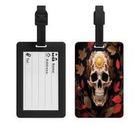 Sun Skull Decorated Luggage Tags Suitcases - TPU Travel Bag Tags with Name Id Label and Black Loop - Unique Cute Id Labels for Women Men Suitcase Baggage Bag Backpack Instrument