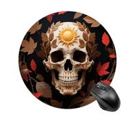 Sun Skull Decorated Mouse Pad Round Laptop Mouse Mat Cute Computer Mousepad Keyboard Pad Non-Slip Desk Pads for Gaming Office Work Home