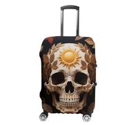 Sun Skull Decorated Suitcase Covers for Luggage - Elastic Luggage Cover Protector, Double-sided Washable Suitcases Sleeve for 19-32 Inch Luggage, white, L, Sun Skull Decorated