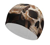 Sun Skull Decorated Swim Cap for Women Men Swimming Hat Bath Waterproof Pool Caps for Long Thick Curly Hair