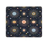 Sun Small Mouse Pad, Modern Geometric Circle Ray Summer Navy Square Rubber Washable Aesthetic Desk Mousepads Desk Decor for Office Home Dorm Laptop Square 8x10 Inch