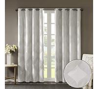 Sun Smart Bentley Total Blackout Curtains Window, Ogee Knitted Jacquard, Grommet Top Living Room Decor, Thermal Insulated Light Blocking Drape for Bedroom and Apartments 50x108, Ivory