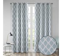 Sun Smart Blakesly Blackout Curtains Patio Window, Ikat Print, Grommet Top Living Room Decor, Living Room Decor, Thermal Insulated Light Blocking Drape for Bedroom and Apartments, 50" x 95", Aqua