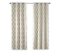 Sun Smart Blakesly Blackout Curtains Patio Window, Ikat Print, Grommet Top Living Room Decor, Living Room Decor, Thermal Insulated Light Blocking Drape for Bedroom and Apartments, 50" x 84", Taupe