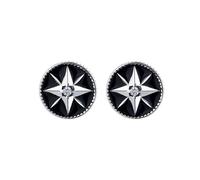 Sun/Star Face Stud Earring,Intricate Sun/Moon/Star with Black Enamel,Hypoallergenic Earrings,Men Women Birthday Anniversary