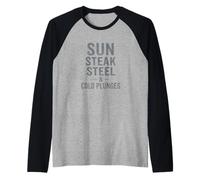 Sun Steak Steel Cold Plunge Gym Discipline Raglan Baseball Tee
