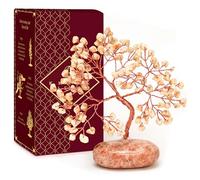 Sun Stone, Crystal Tree of Life, Home & Office Table Decoration, 7 Chakra Reiki, Feng Shui Bonsai Decoration Tree for Positive Energy, Meditation, Good Luck,Spiritual Gifts (Palm Stone Base)