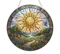 Sun Sun Catchers for Windows, Sun Suncatchers for Windows, Stained Glass Window Hanging, 2D Flat Hanging Garden Ornament Suncatchers, Colorful Window Wall Hanging Ornament, Birthday Housewarming Gift
