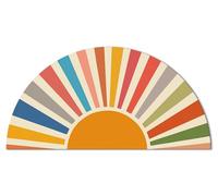 Sun Sunrise Boho Bathroom Rugs,Half Circle Bath Mat Cute,Colorful Sunshine Bohemia Mid Century Modern Retro Home Bathroom Decor Semi Round Shower Rug Non-Slip,Funny Washable Rug Bedroom,W