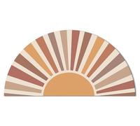 Sun Sunrise Boho Bathroom Rugs,Half Circle Bath Mat Cute,Colorful Sunshine Bohemia Mid Century Modern Retro Home Bathroom Decor Semi Round Shower Rug Non-Slip,Funny Washable Rug Bedroom,W