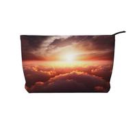 Sun Sunrise Cloud Corduroy Makeup Bag Travel Organizer Bag Cosmetic Bag Large Wide-Open Pouch