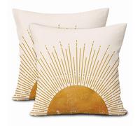 Sun Sunrise Sunshine Pillow Covers 16X16 Inch Sunset Boho Abstract Couch Pillow Cases Mustard Yellow Bohemian Throw Pillows Set of 2 Beachy Room Decor Aesthetic For Couch Sofa Bed Dorm Porch Outdoor